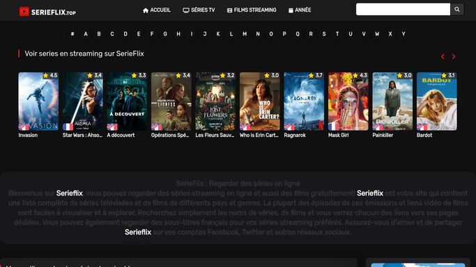 découvrez le meilleur site de streaming français pour regarder vos films et séries préférés en toute légalité. profitez d'un large choix de contenus avec une qualité exceptionnelle et une interface conviviale.